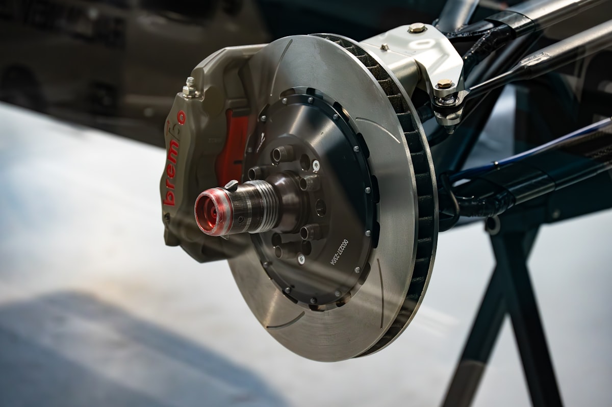 Ceramic brake pads installed on a caliper