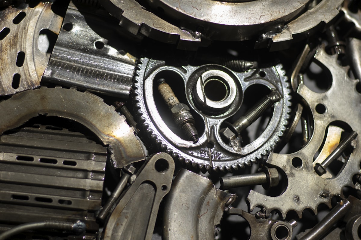Close-up of engine timing gears