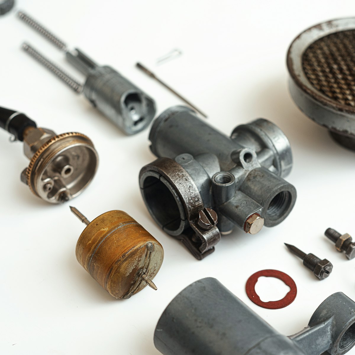 Assorted hand tools laid out on a workbench